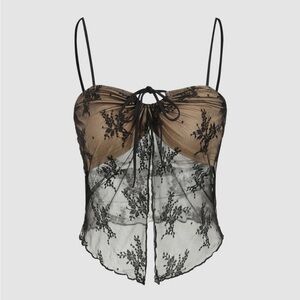 NWT Cider Tie Up Lace Floral Cami Crop Top
